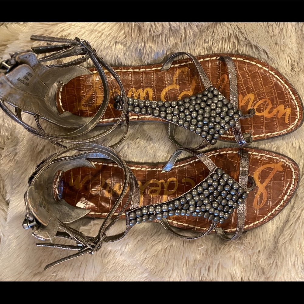 Sam Edelman Silver Beaded Gladiator Sandals